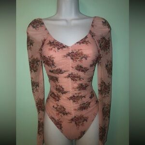 Rue21 Rose Gold Mesh Bodysuit Size Small